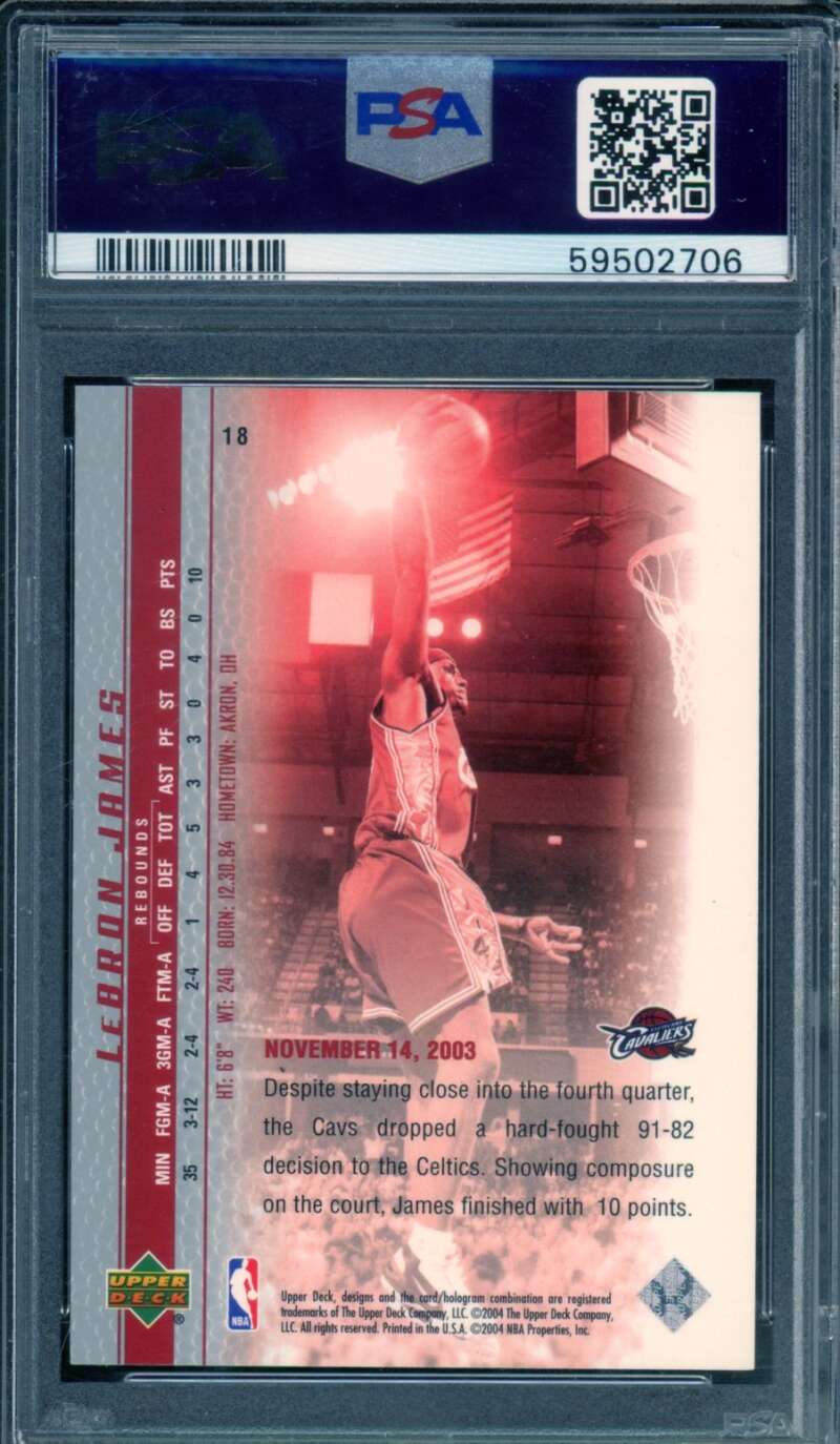 LeBron James Rookie Card 2003 Upper Deck Phenomenal Beginning #18 PSA 9 Image 2