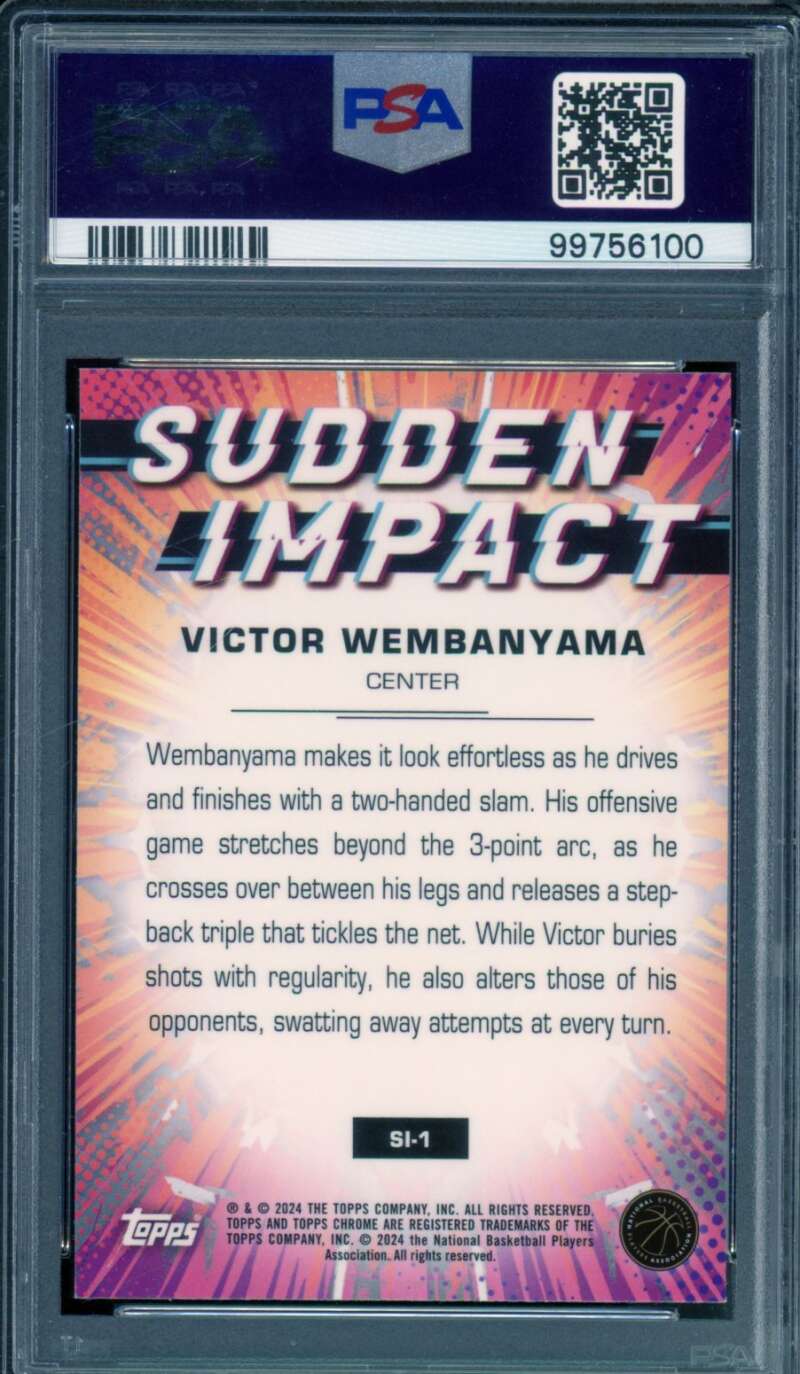 Victor Wembanyama Rookie Card 2023-04 Topps Chrome Sudden Impact #SI1 PSA 9 Image 2