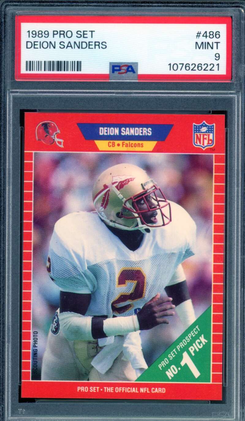 Deion Sanders Rookie Card 1989 Pro Set #486 PSA 9 Image 1