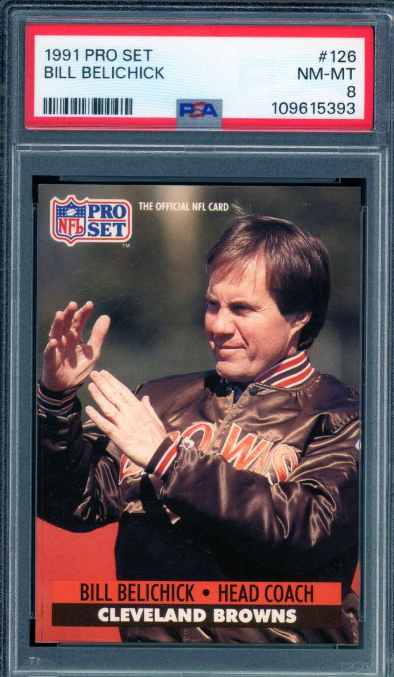 Bill Belichick Rookie Card 1991 Pro Set #126 PSA 8 Image 1