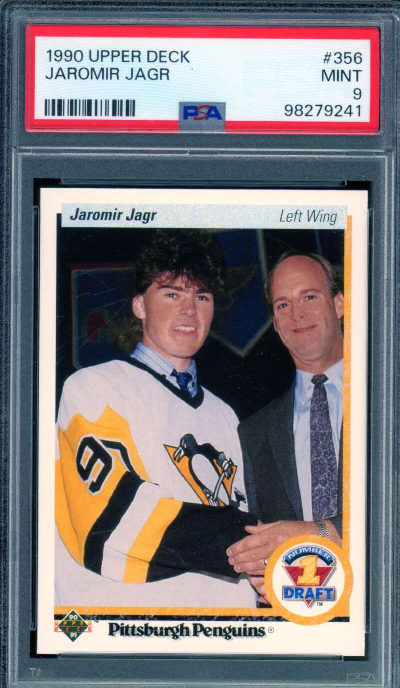 Jaromir Jagr Rookie Card 1990-91 Upper Deck #356 PSA 9 Image 1