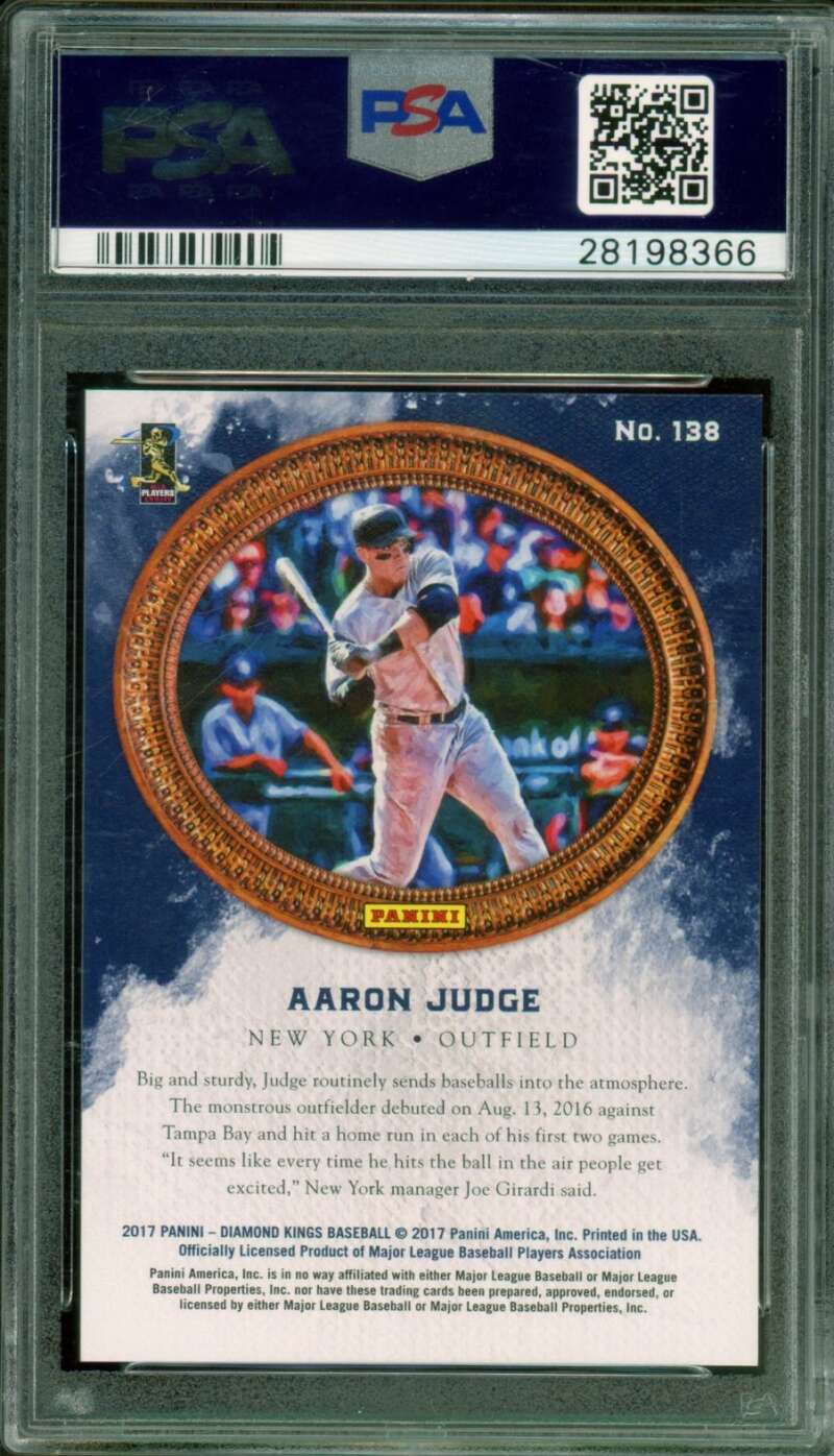 Aaron Judge Rookie Card 2017 Panini Diamond Kings Framed Gray #138 PSA 9 Image 2