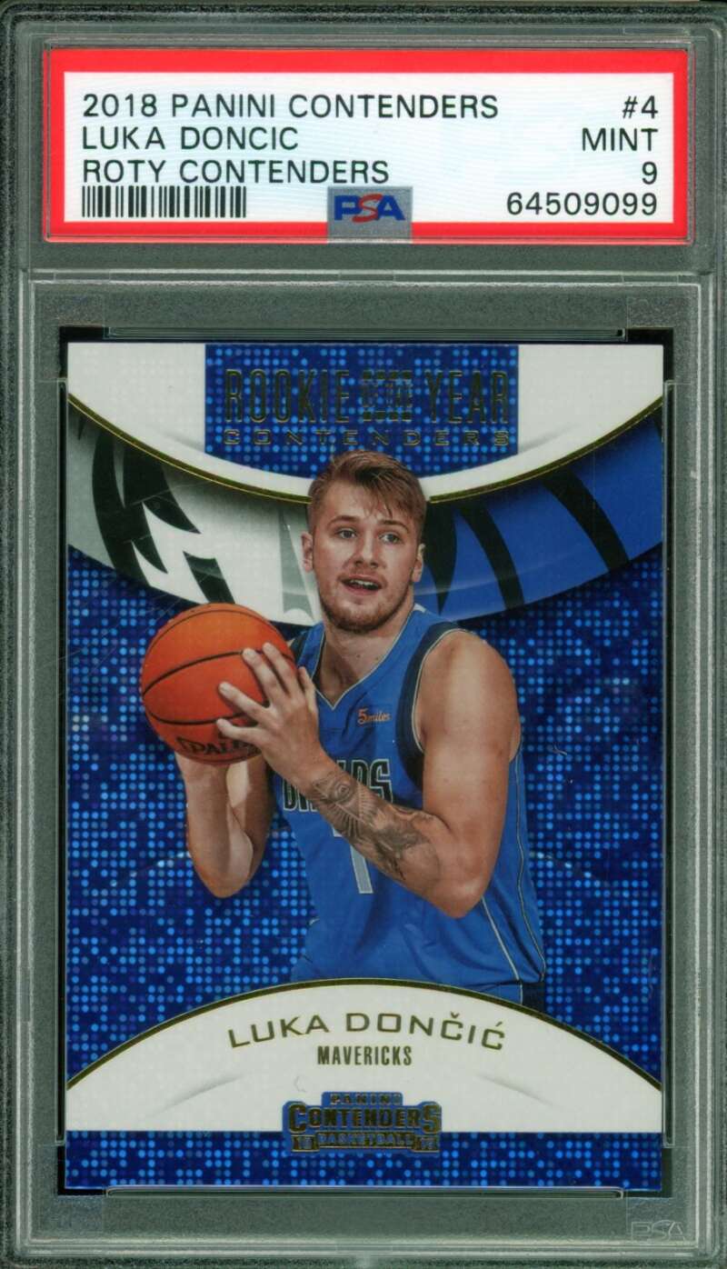 Luka Doncic Rookie Card 2018-19 Panini Contenders Roty #4 PSA 9 Image 1