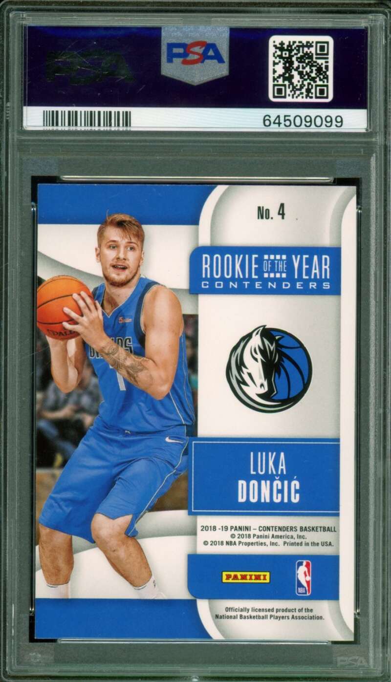 Luka Doncic Rookie Card 2018-19 Panini Contenders Roty #4 PSA 9 Image 2