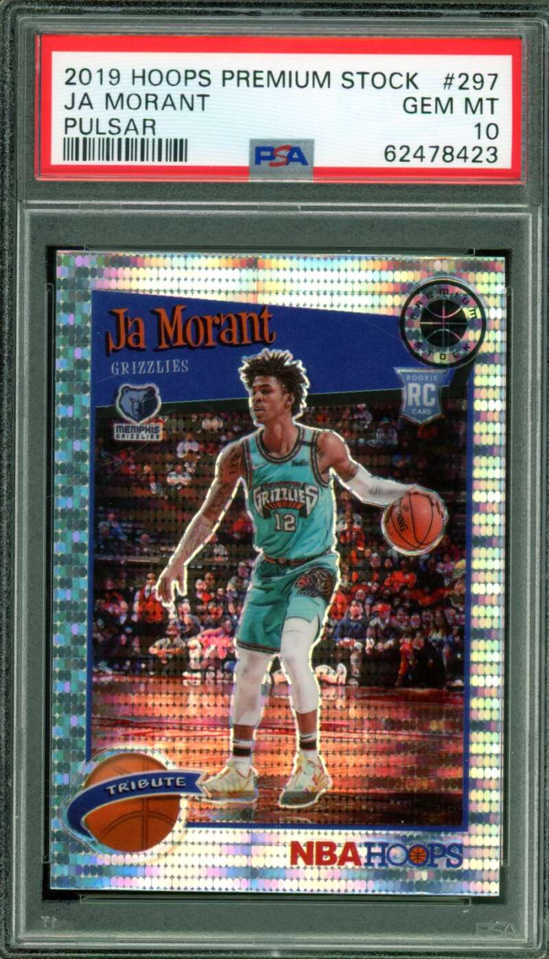 Ja Morant Rookie Card 2019-20 Hoops Premium Stock Pulsar #297 PSA 10 Image 1