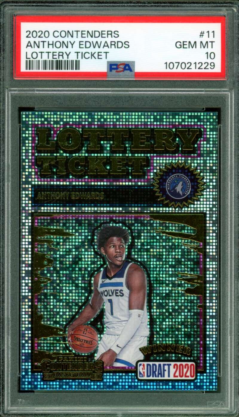 Anthony Edwards Rookie Card 2020-21 Contenders Lottery Ticket #11 PSA 10 Image 1