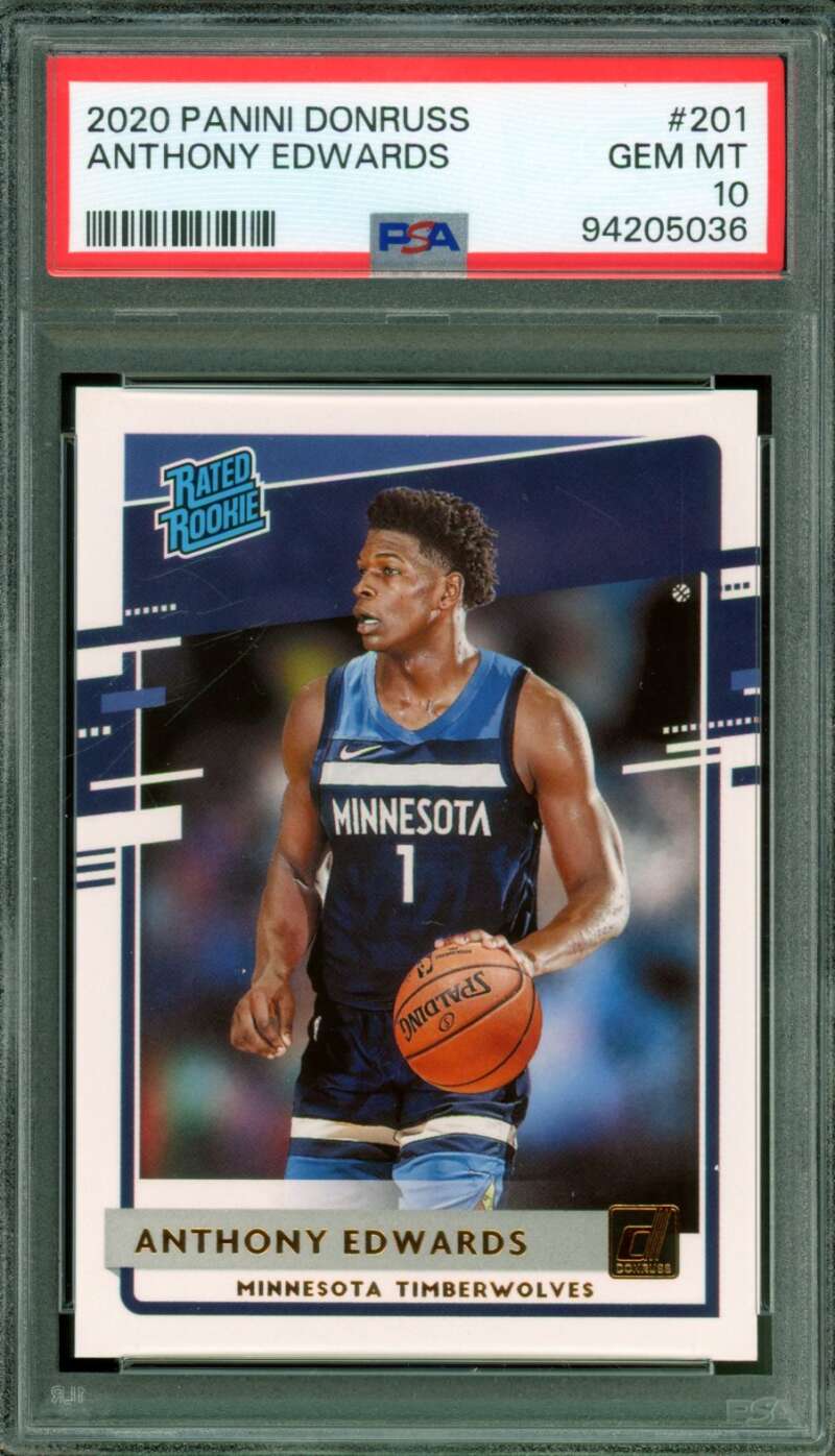 Anthony Edwards Rookie Card 2020-21 Panini Donruss #201 PSA 10 Image 1