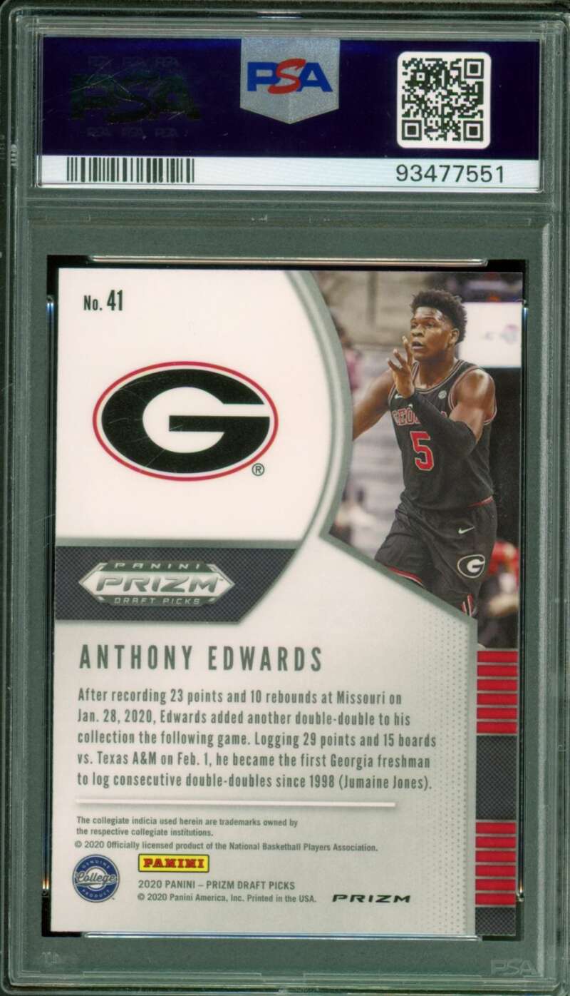 Anthony Edwards Rookie Card 2020-21 Panini Prizm DP Silver #41 PSA 9 Image 2