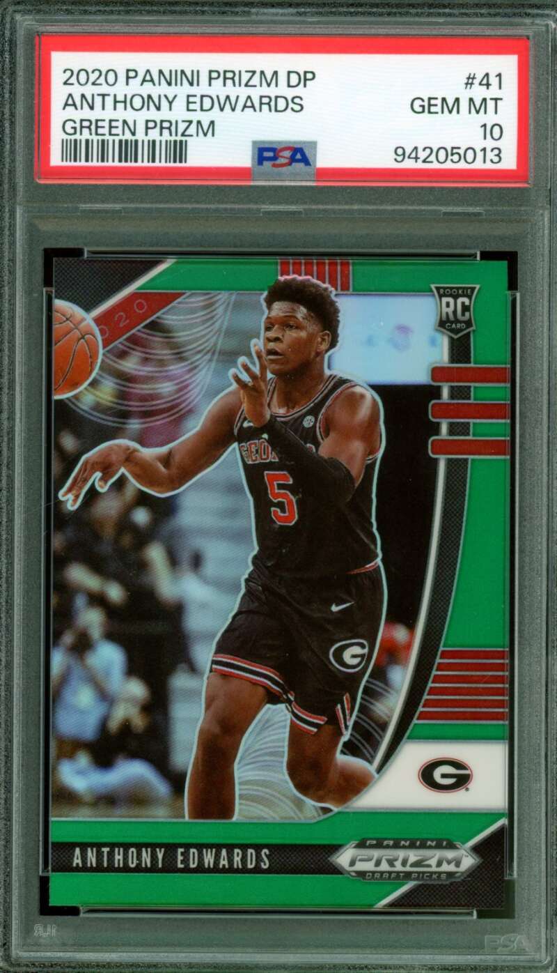 Anthony Edwards Rookie Card 2020-21 Panini Prizm DP Green #41 PSA 10 Image 1
