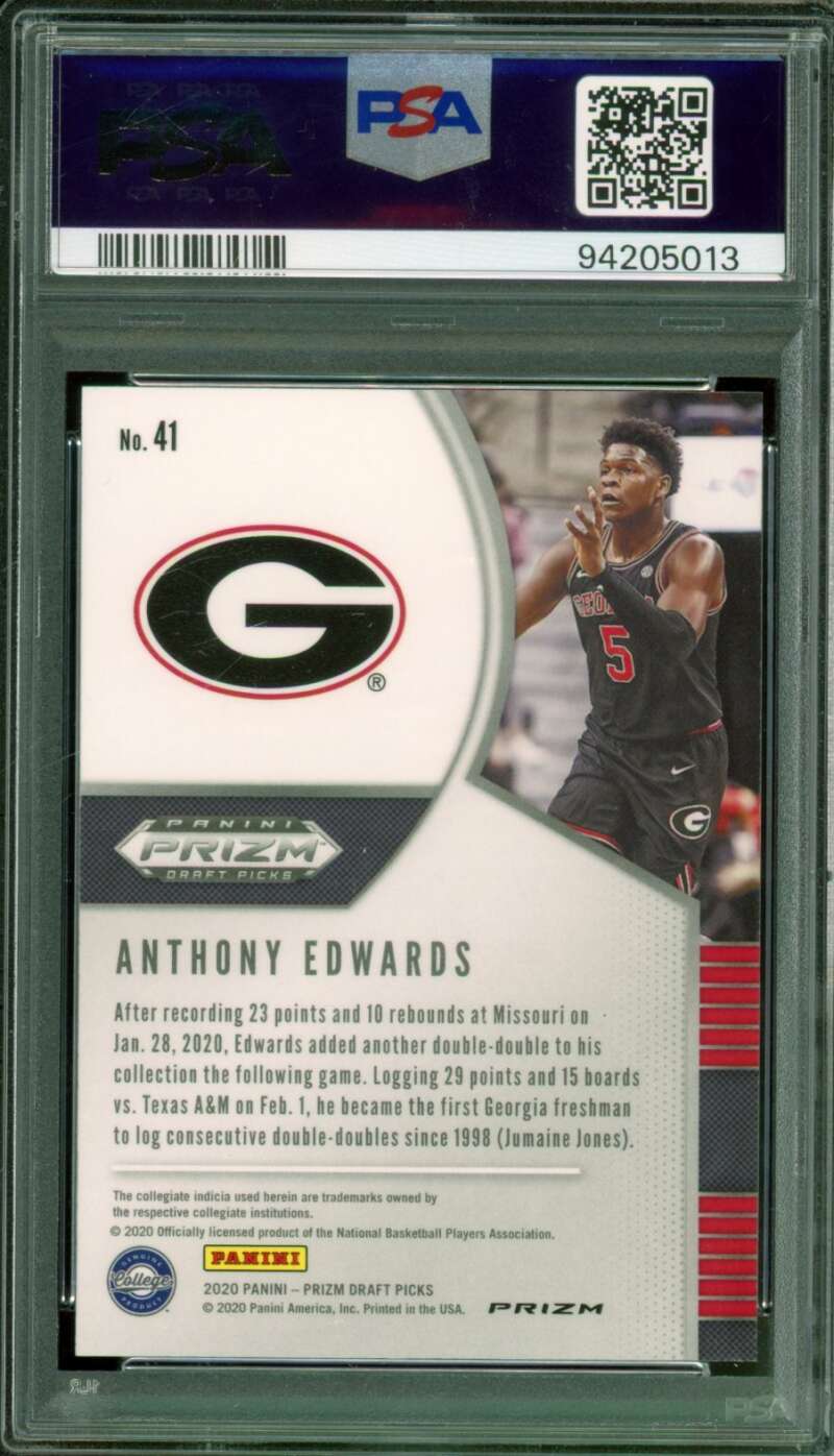 Anthony Edwards Rookie Card 2020-21 Panini Prizm DP Green #41 PSA 10 Image 2