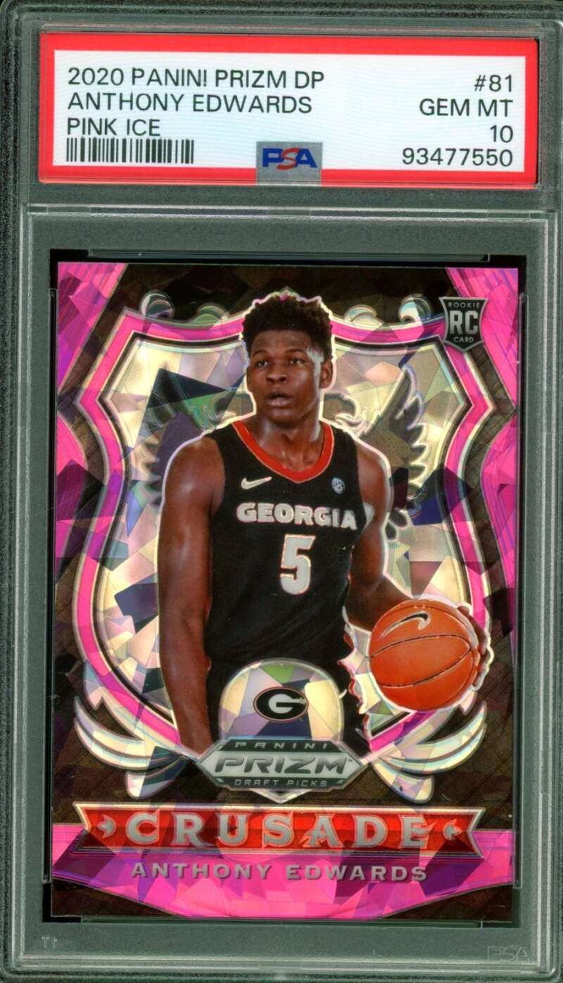 Anthony Edwards Rookie Card 2020-21 Panini Prizm DP Pink Ice #81 PSA 10 Image 1