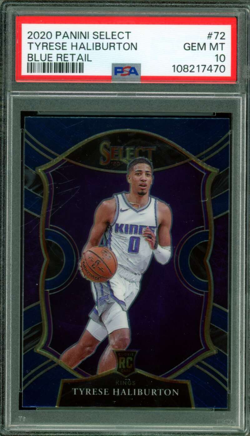 Tyrese Haliburton Rookie Card 2020-21 Panini Select Blue Retail #72 PSA 10 Image 1