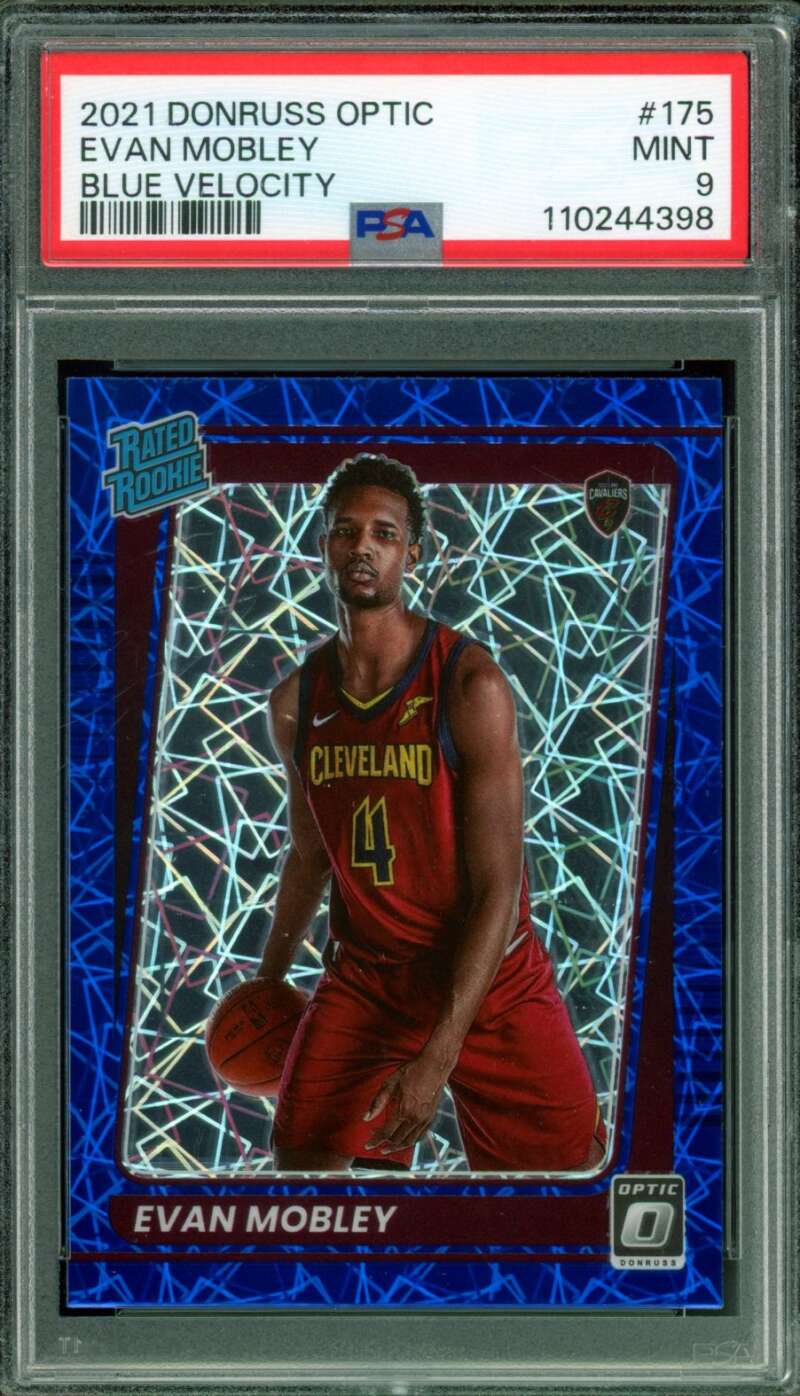 Evan Mobley Rookie Card 2021-22 Donruss Optic Blue Velocity #175 PSA 9 Image 1