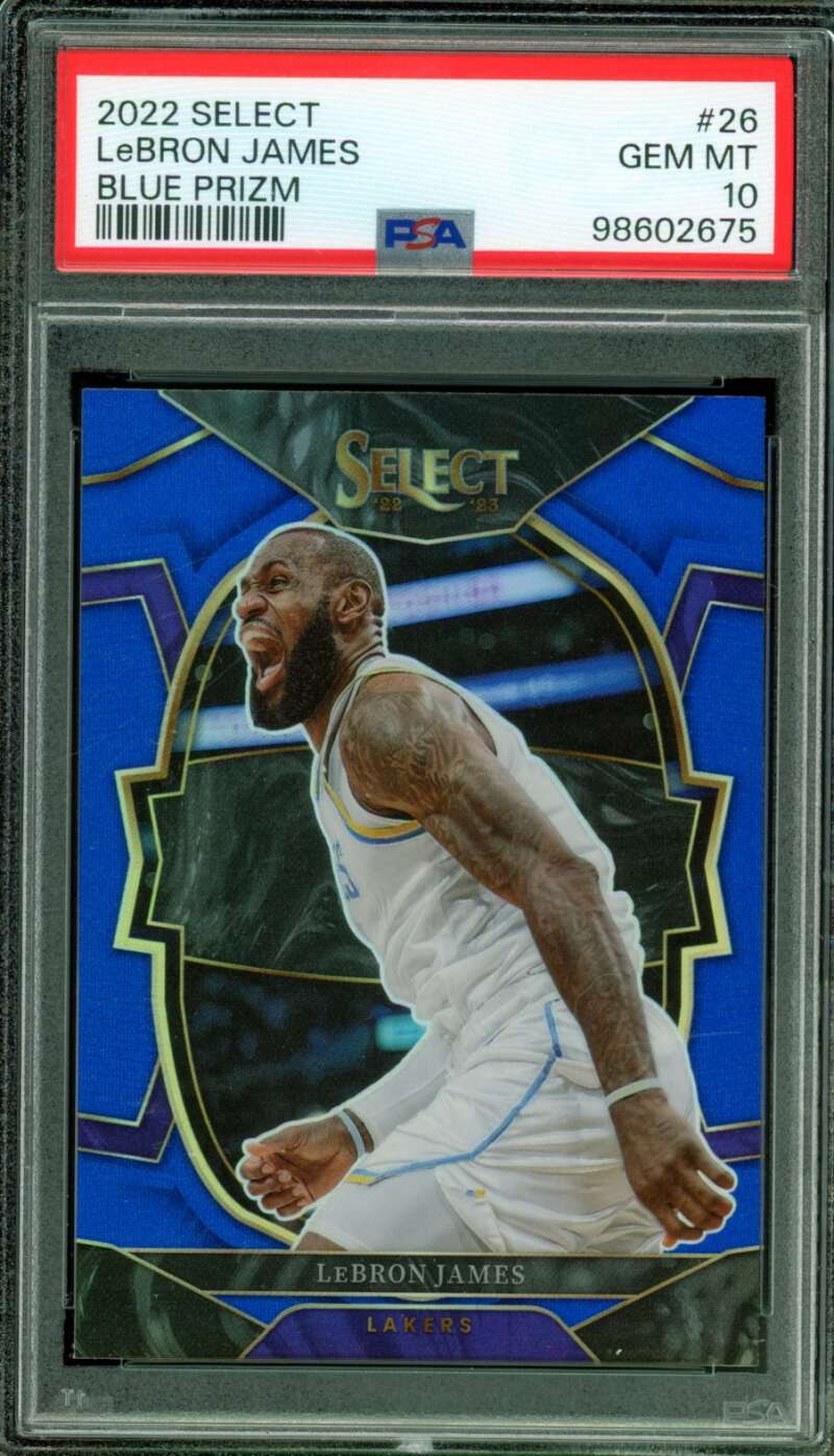 LeBron James Card 2022-23 Select Blue Prizm #26 PSA 10 Image 1
