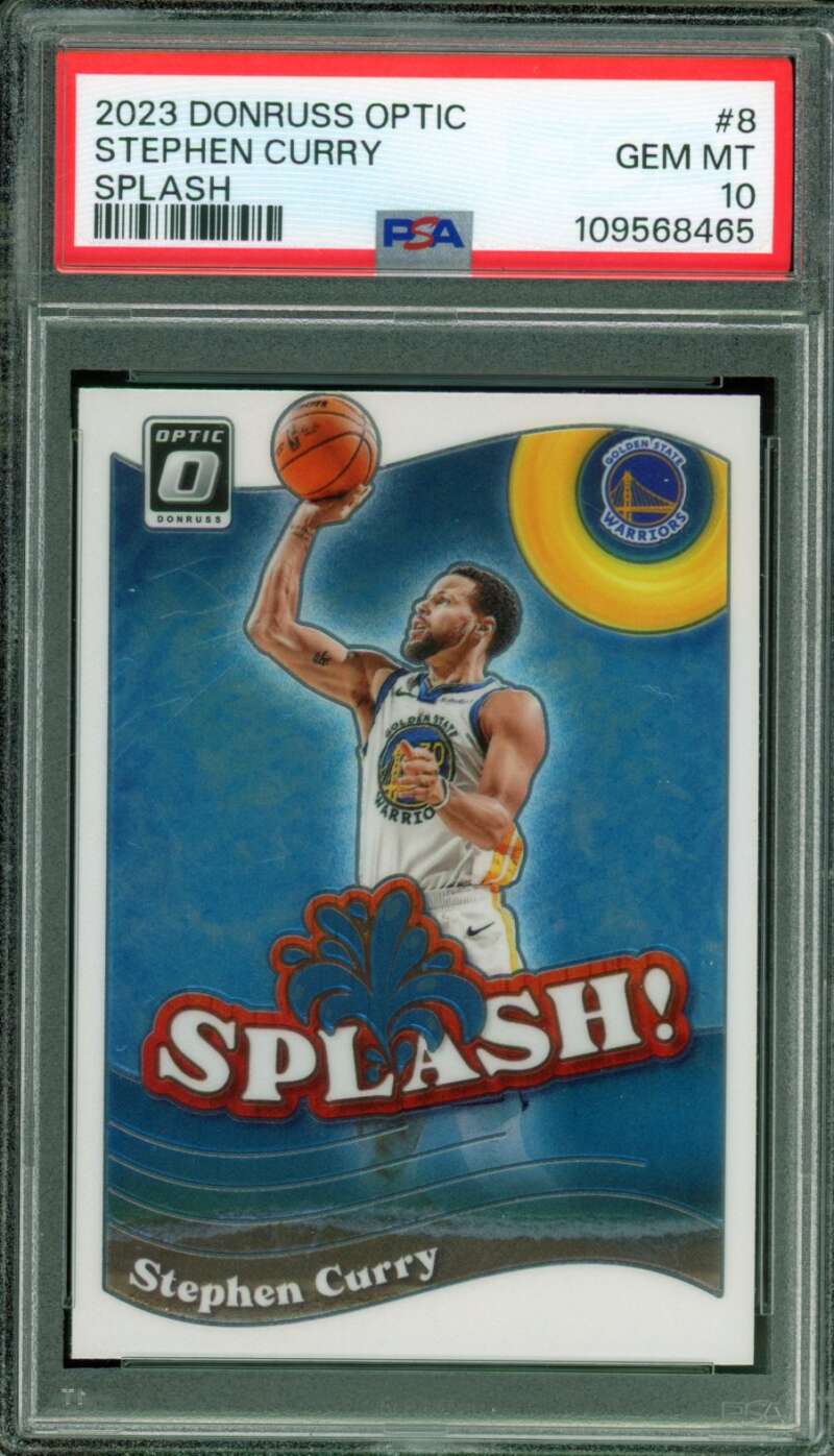 Stephen Curry Card 2023-24 Donruss Optic Splash #8 PSA 10 Image 1