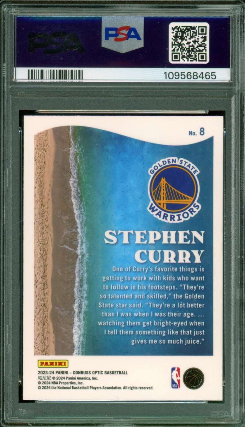 Stephen Curry Card 2023-24 Donruss Optic Splash #8 PSA 10 Image 2