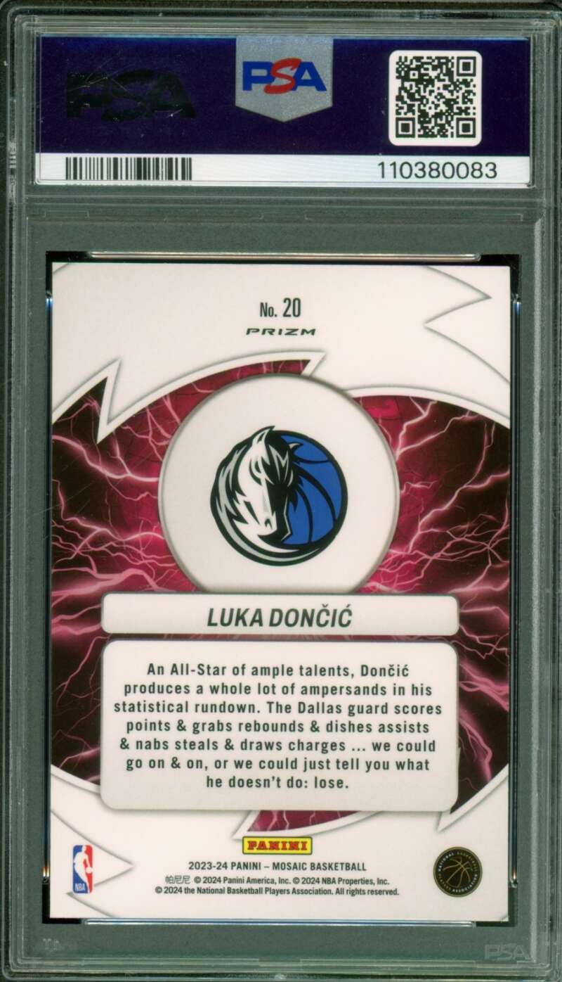 Luka Doncic Card 2023-24 Mosaic Thunder Road Green #20 PSA 10 Image 2