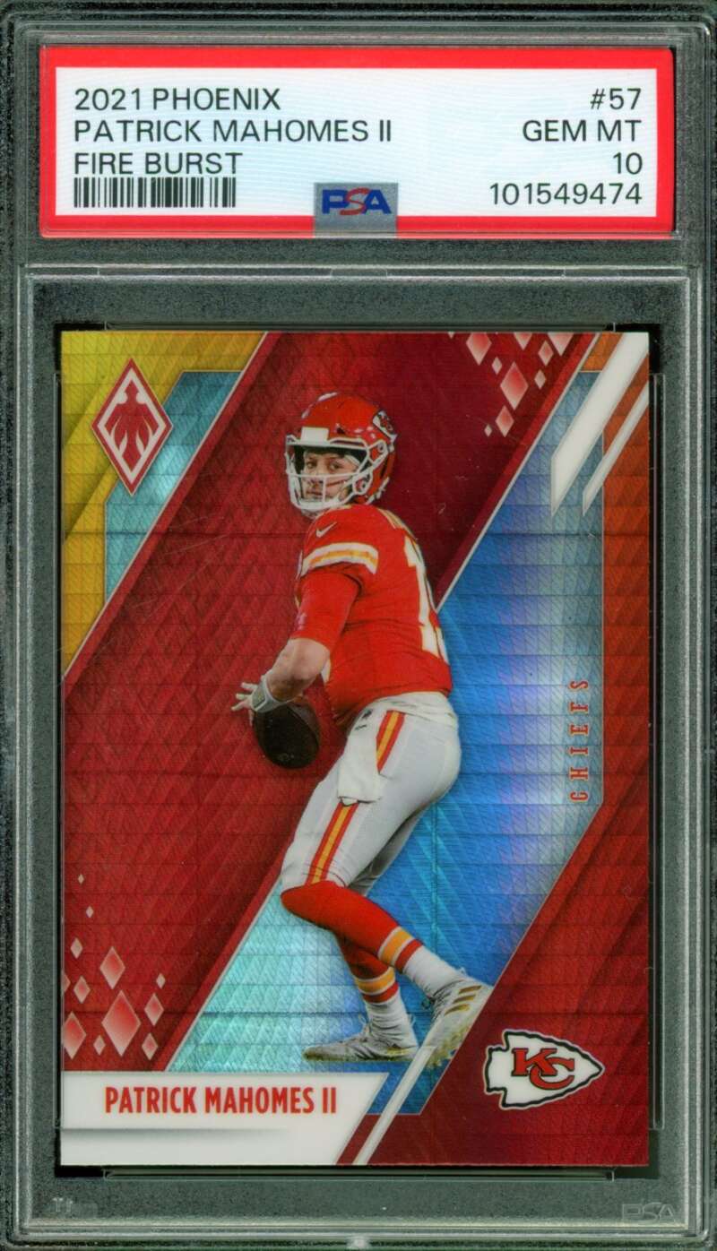 Patrick Mahomes II Card 2021 Phoenix Fire Burst #57 PSA 10 Image 1