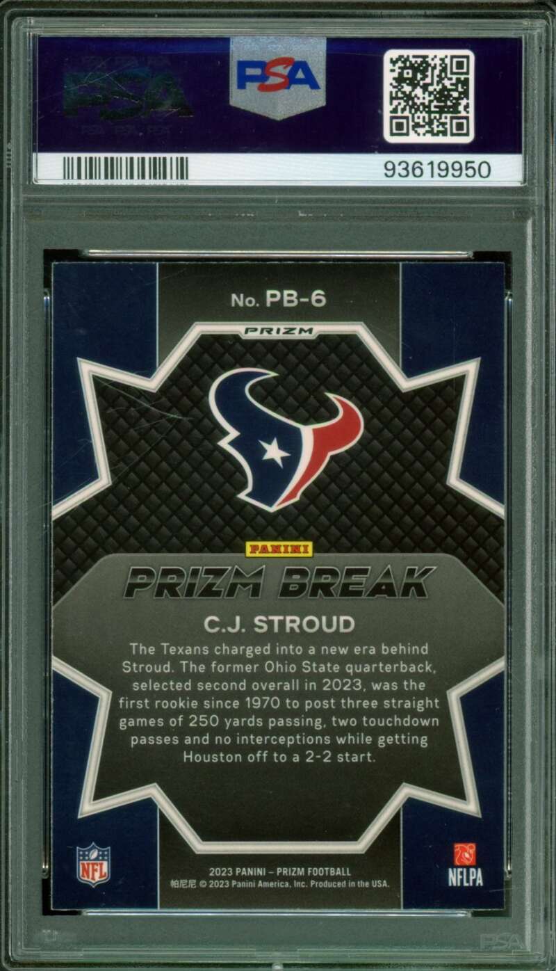 C.J. Stroud Rookie Card 2023 Prizm Draft Picks Break Green #PB6 PSA 10 Image 2