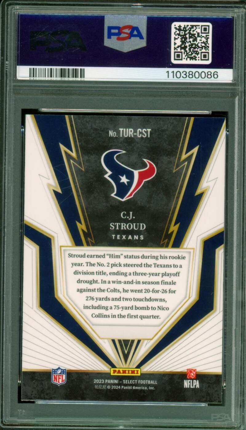 C.J. Stroud Rookie Card 2023 Select Turbocharged PSA 10 Image 2
