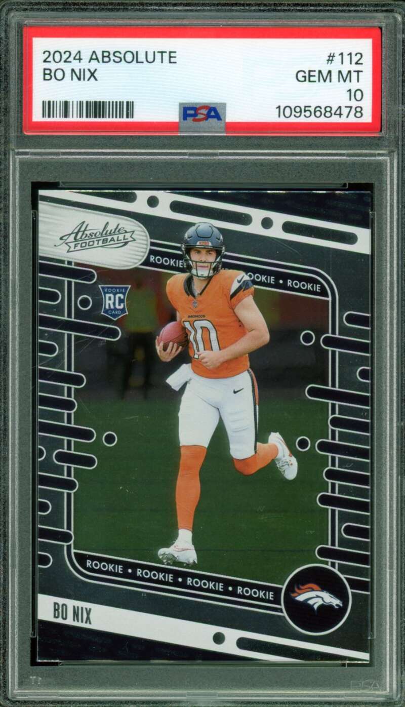 Bo Nix Rookie Card 2024 Absolute #112 PSA 10 Image 1