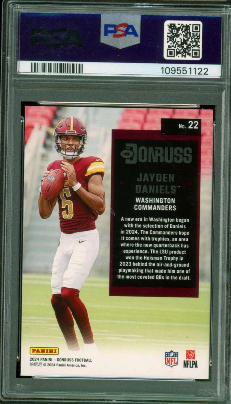 Jayden Daniels Rookie Card 2024 Donruss #22 PSA 9 Image 2