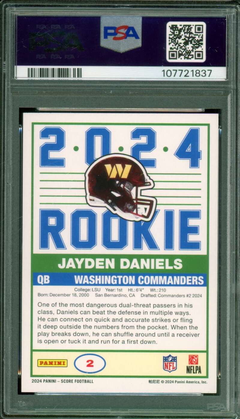 Jayden Daniels Rookie Card 2024 Score 35th Anniversary #2 PSA 9 Image 2