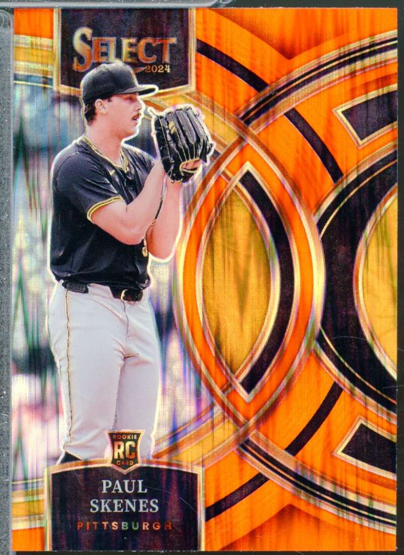 Paul Skenes Rookie Card 2024 Select Premier Level Prizms Orange Flash #10  Image 1