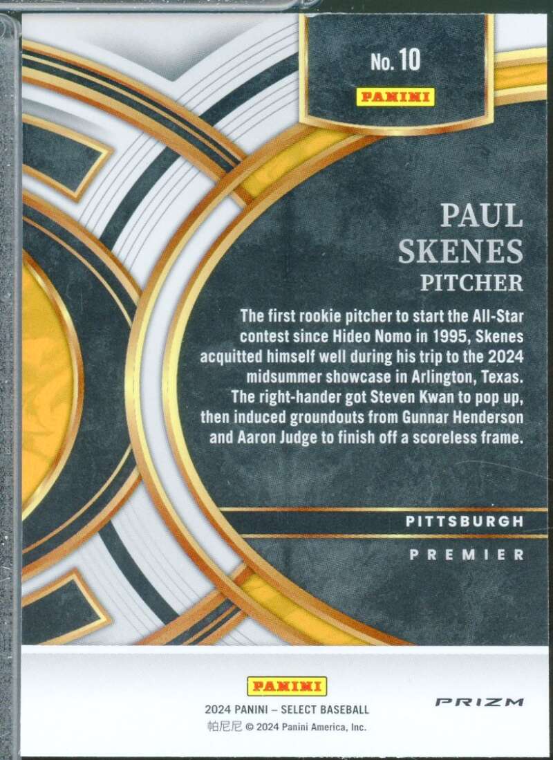 Paul Skenes Rookie Card 2024 Select Premier Level Prizms Orange Flash #10  Image 2