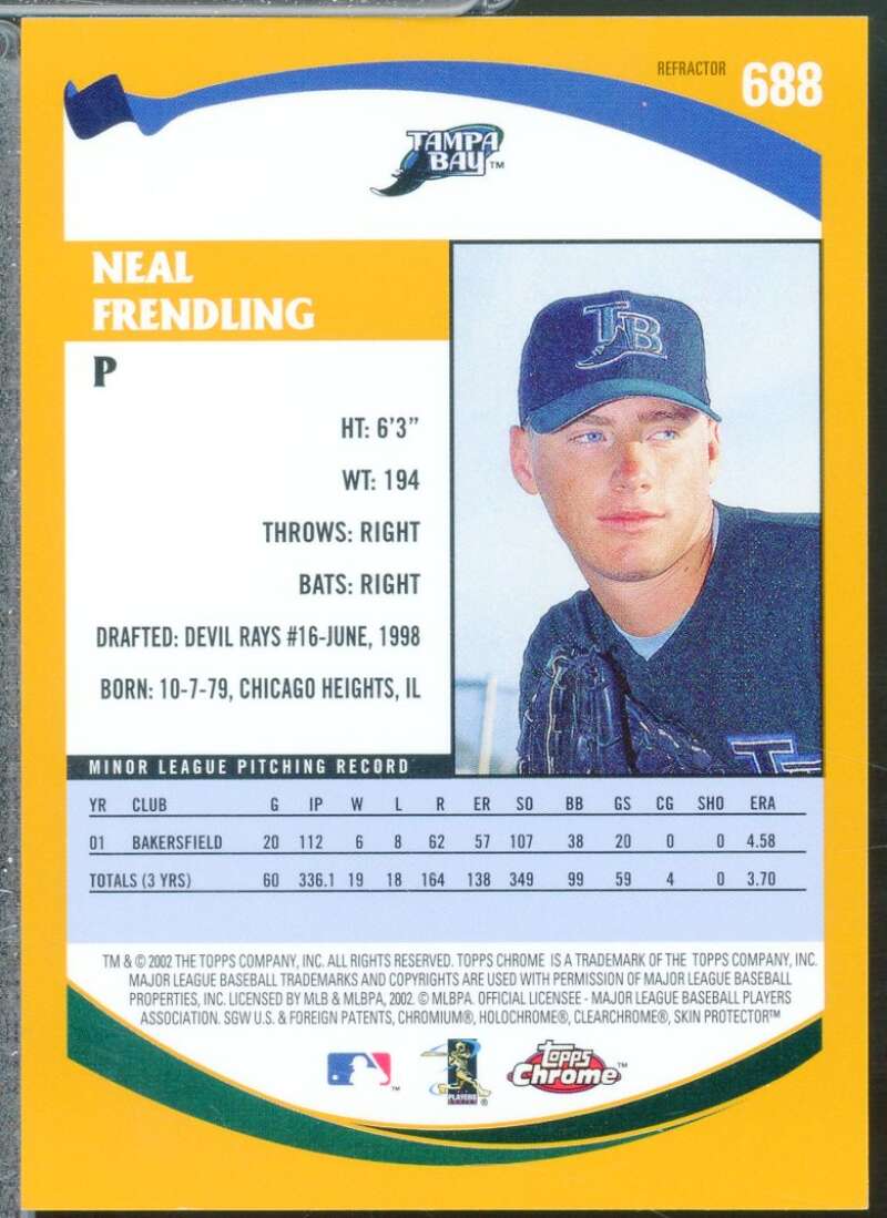 Neal Frendling Card 2002 Topps Chrome Prospects Gold Refractors #688  Image 2