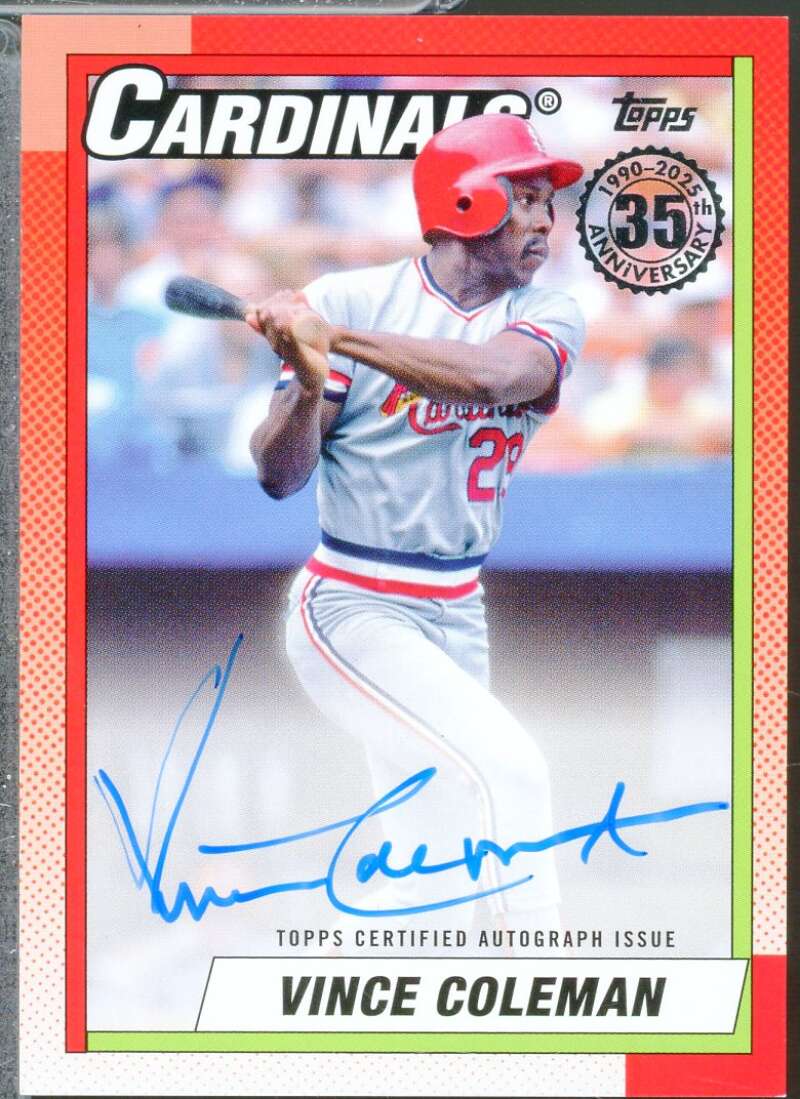 Vince Coleman Card 2025 Topps '90 Topps Autographs #90AVC  Image 1