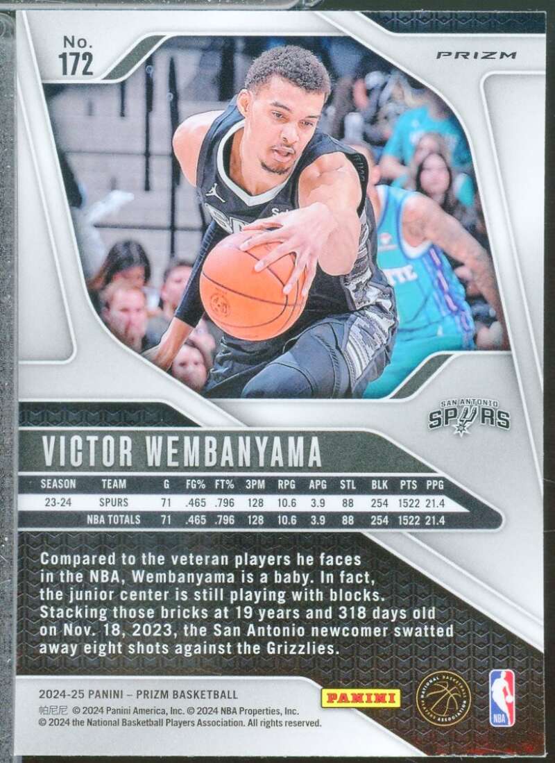Victor Wembanyama Card 2024-25 Panini Prizm Prizms Red Ice #172  Image 2