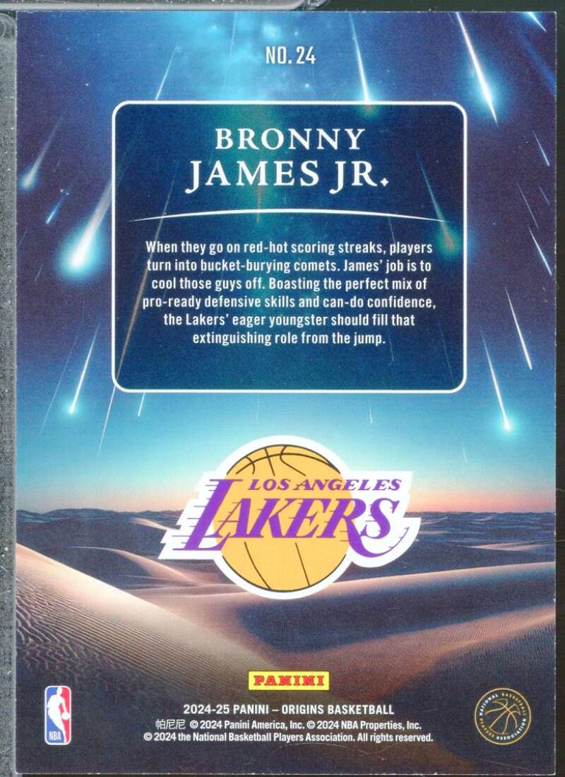 Bronny James Jr. Rookie Card 2024-25 Panini Origins Meteor Shower #24  Image 2