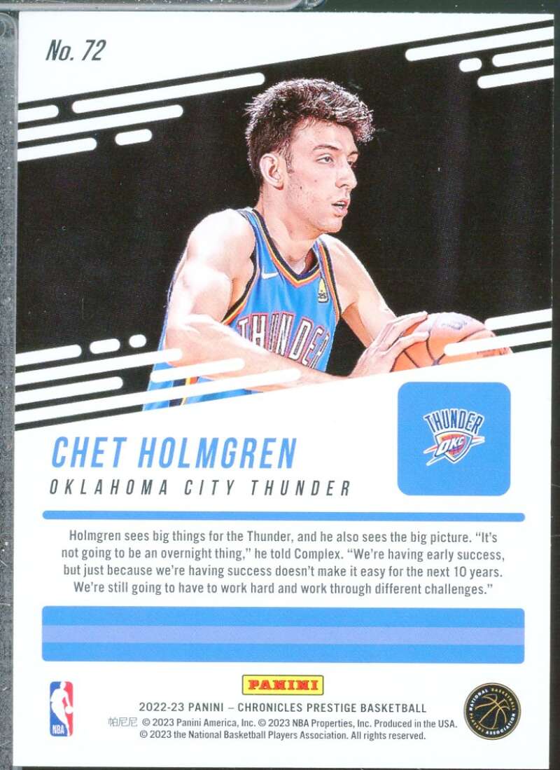 Chet Holmgren Rookie Card 2022-23 Panini Chronicles Prestige #72  Image 2
