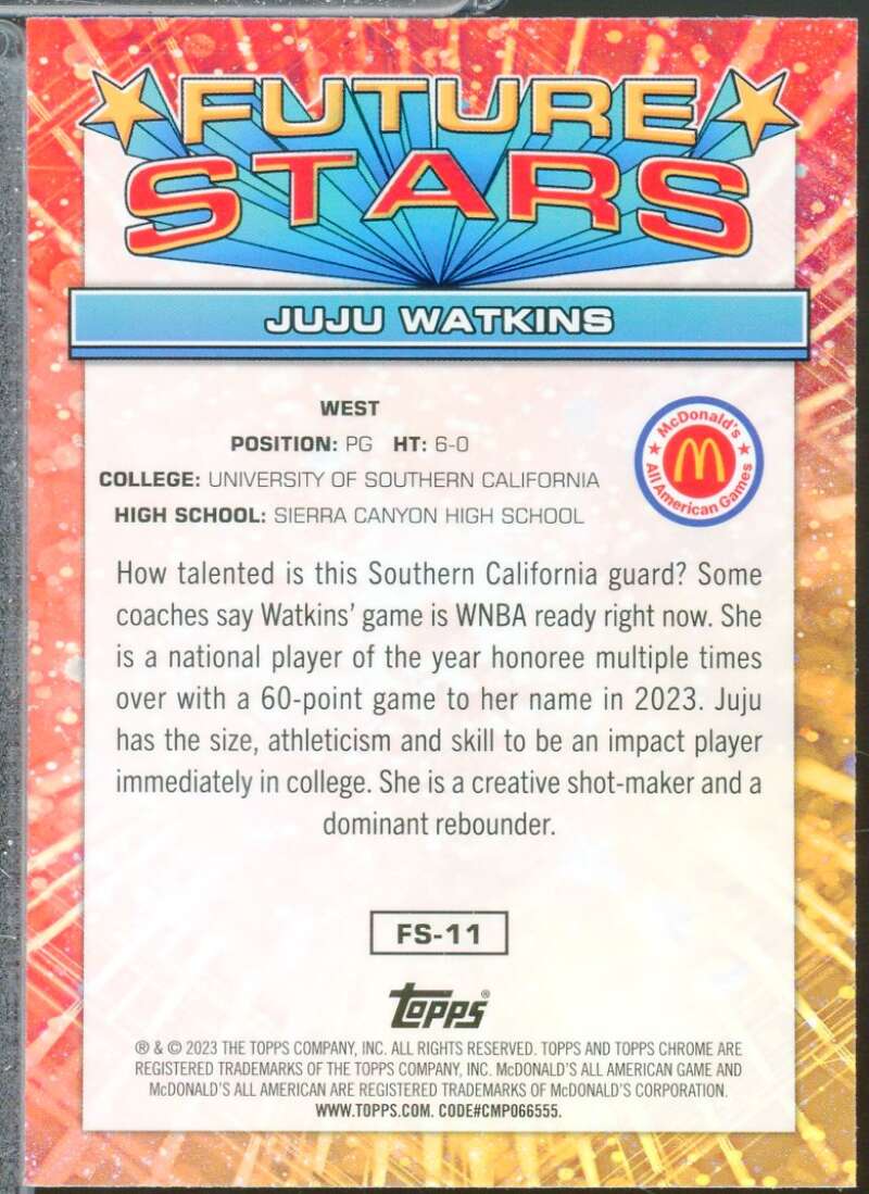 Juju Watkins Rookie 2023 Topps Chrome McDonald's All American Future Stars #FS11  Image 2