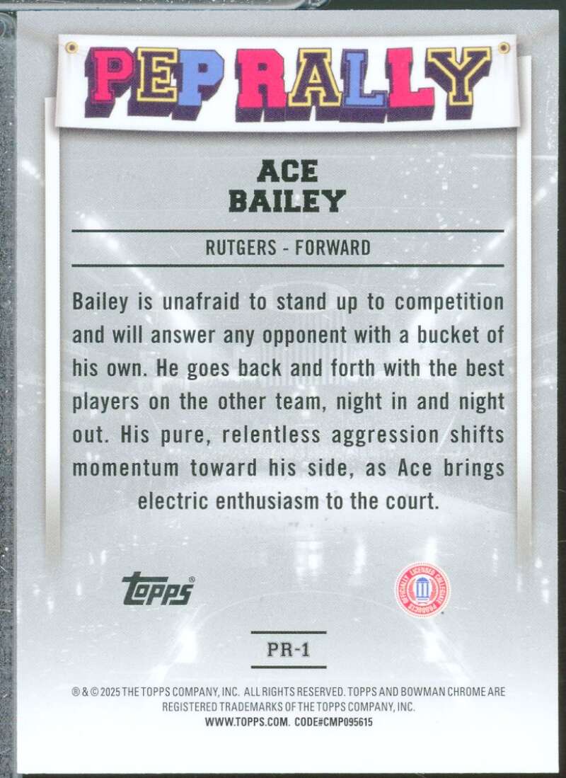 Ace Bailey Rookie Card 2024-25 Bowman Chrome University Pep Rally #PR1  Image 2
