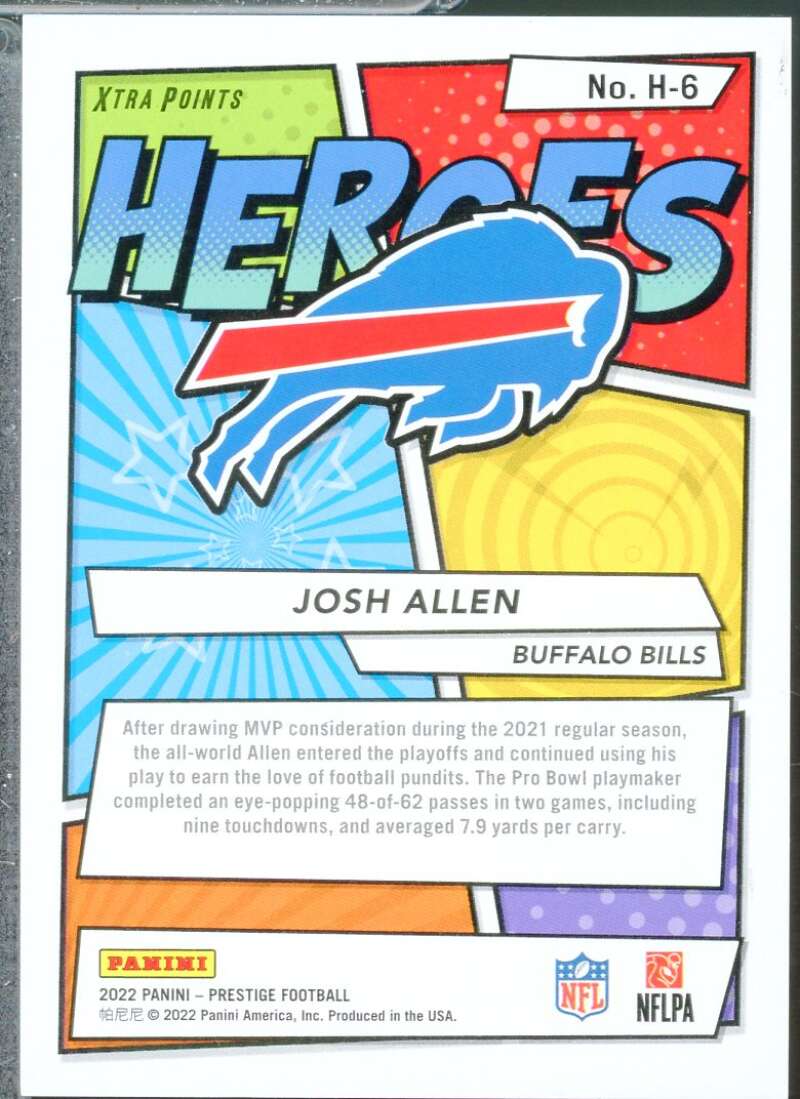 Josh Allen Card 2022 Prestige Heroes Xtra Points Red /449 #6  Image 2