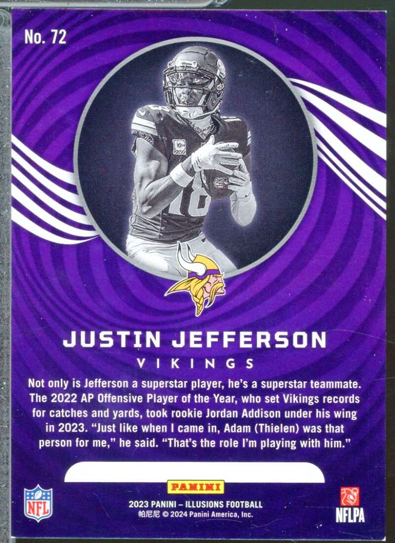 Justin Jefferson Card 2023 Panini Illusions Yellow Diamond /299 #72  Image 2
