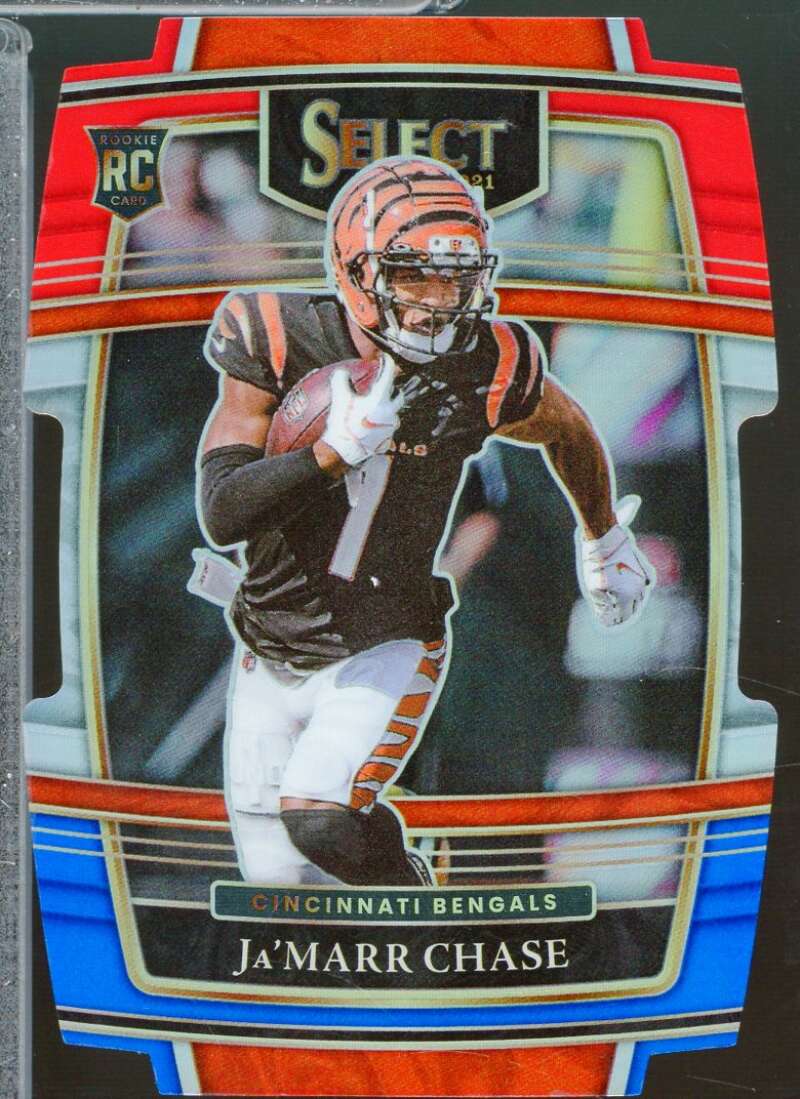 Ja'Marr Chase Rookie Card 2021 Select Prizm Red and Blue Die Cut #47  Image 1