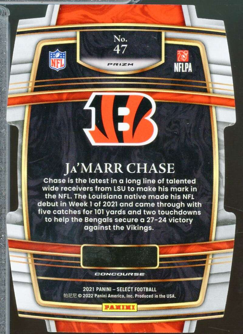 Ja'Marr Chase Rookie Card 2021 Select Prizm Red and Blue Die Cut #47  Image 2