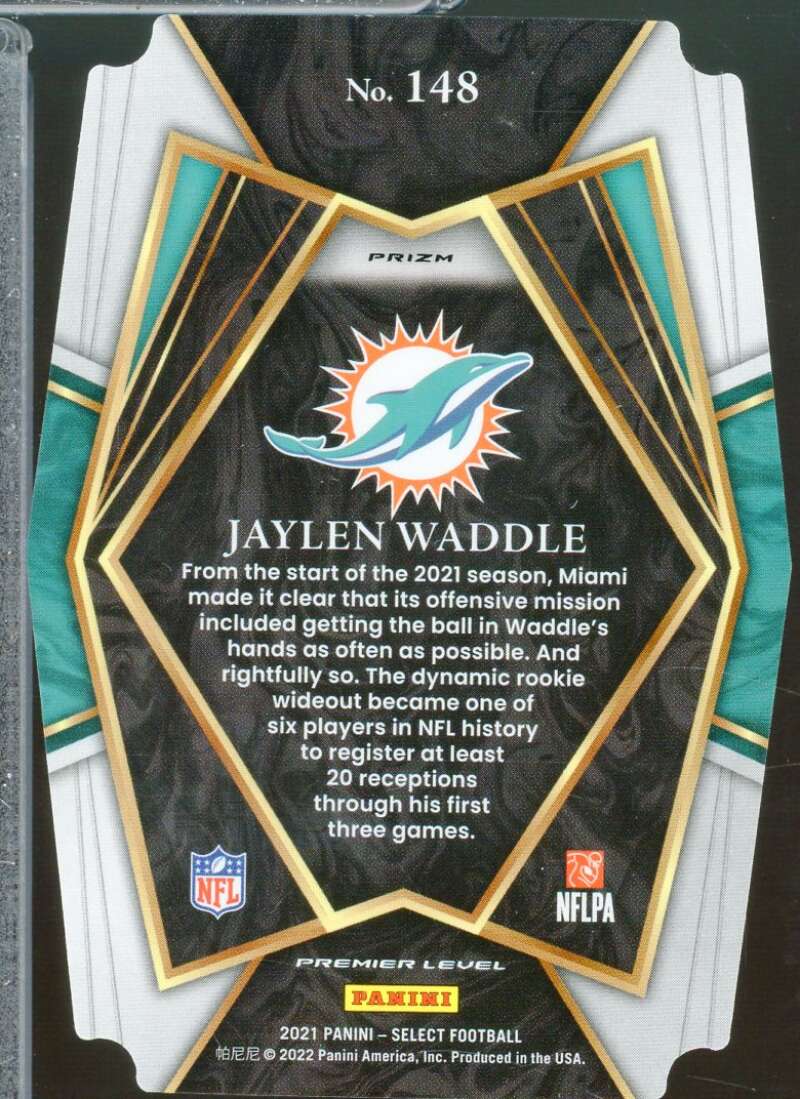 Jaylen Waddle Rookie Card 2021 Select Prizm Green and Yellow Die Cut #148  Image 2