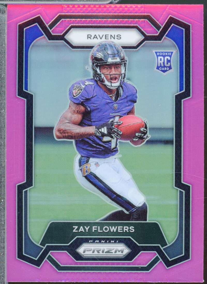 Zay Flowers Rookie Card 2023 Panini Prizm Prizms Pink #307  Image 1