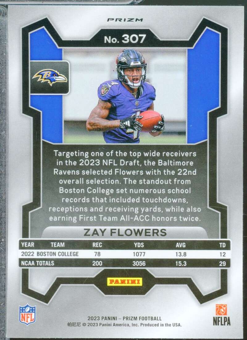 Zay Flowers Rookie Card 2023 Panini Prizm Prizms Pink #307  Image 2
