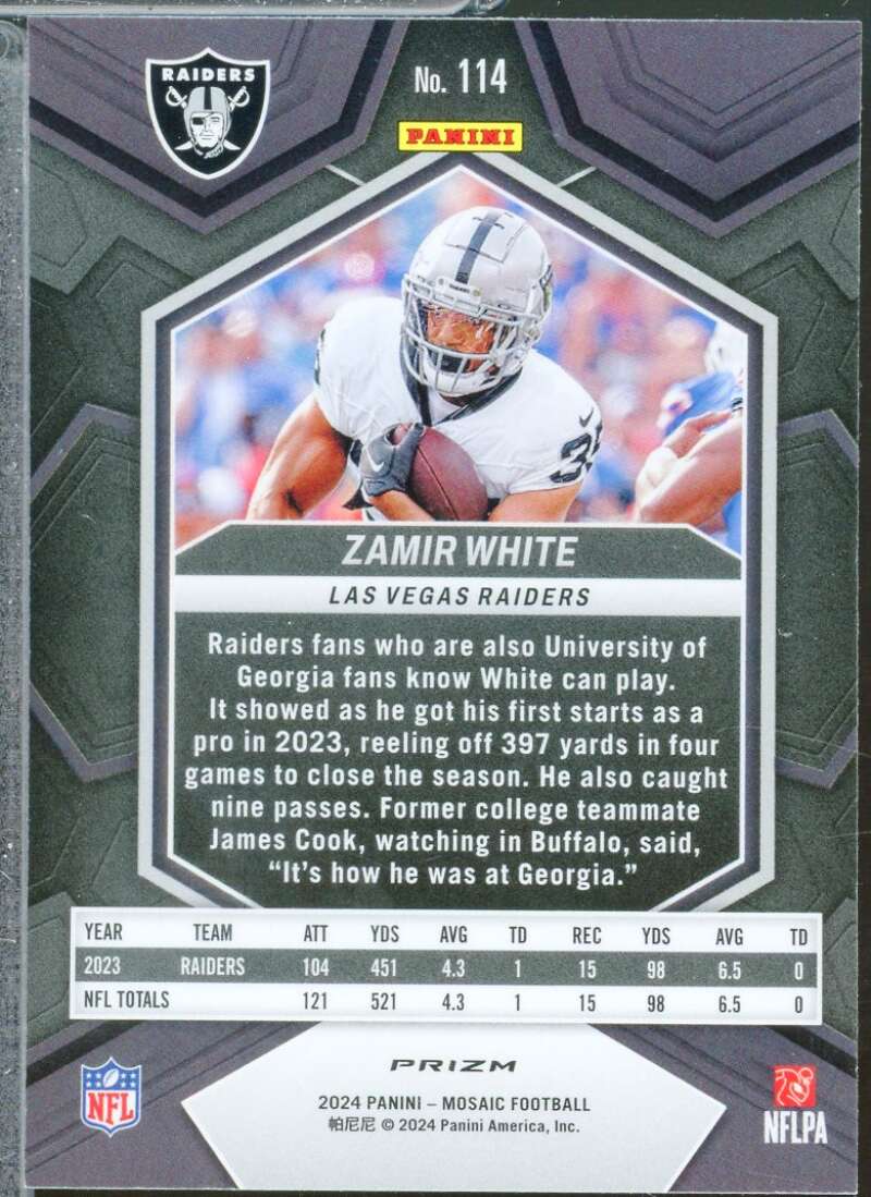 Zamir White Card 2024 Panini Mosaic Honeycomb #114  Image 2