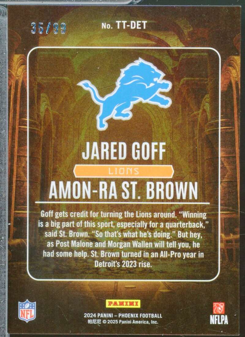 Jared Goff Amon-Ra St. Brown 2024 Panini Phoenix Treasured Tandems Red /99 #11  Image 2