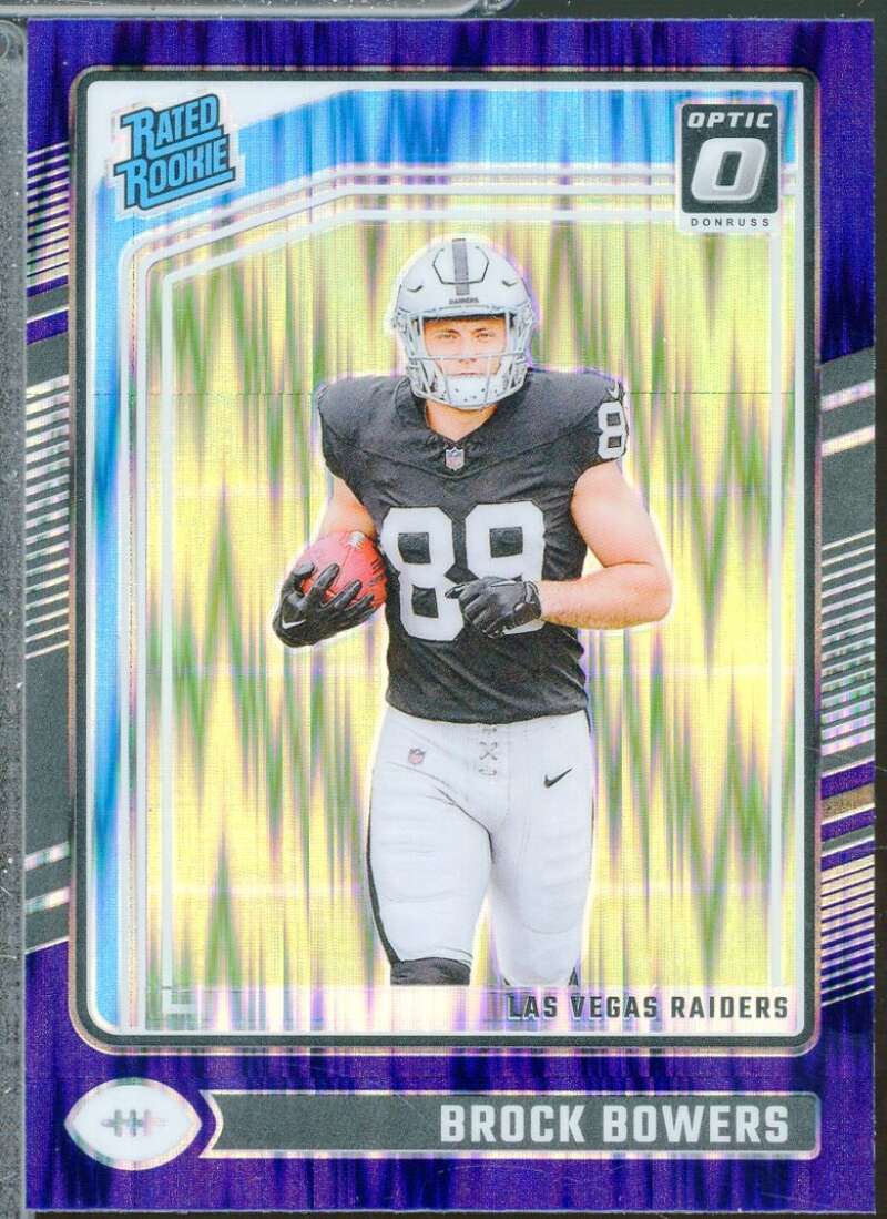 Brock Bowers Rookie Card 2024 Donruss Optic Rated Rookie Purple Shock #215  Image 1