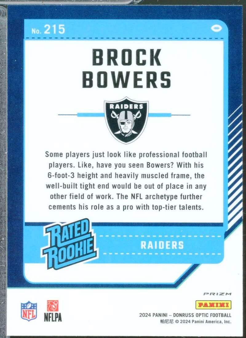 Brock Bowers Rookie Card 2024 Donruss Optic Rated Rookie Purple Shock #215  Image 2