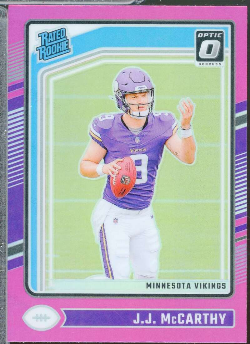 JJ McCarthy Rookie Card 2024 Donruss Optic Rated Rookie Pink #235  Image 1