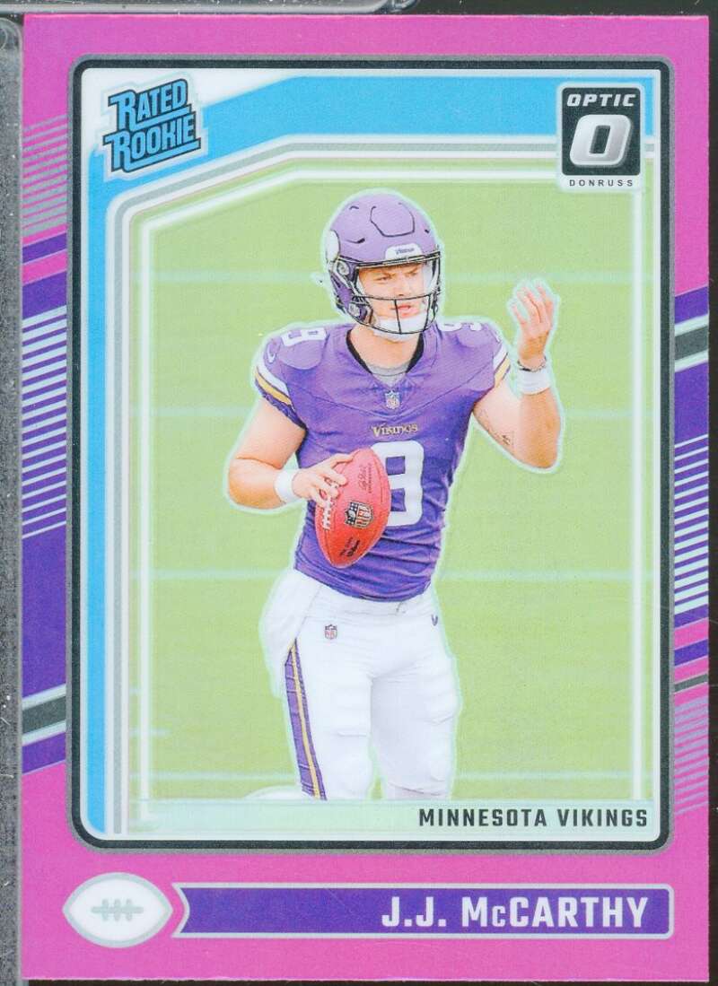 JJ McCarthy Rookie Card 2024 Donruss Optic Rated Rookie Pink #235  Image 1