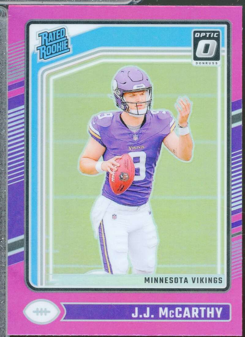 JJ McCarthy Rookie Card 2024 Donruss Optic Rated Rookie Pink #235  Image 1